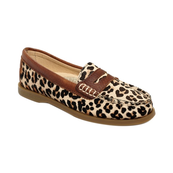 leopard sperry loafers